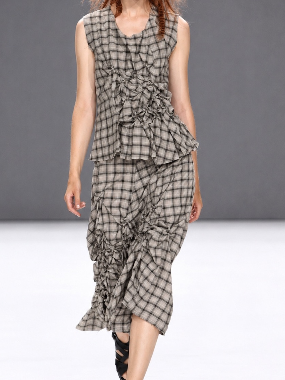 Ivan Grundahl Runway RSS2010 Plaid Deconstructed Asymmetric Langenlook Top 38/S - Picture 3 of 9